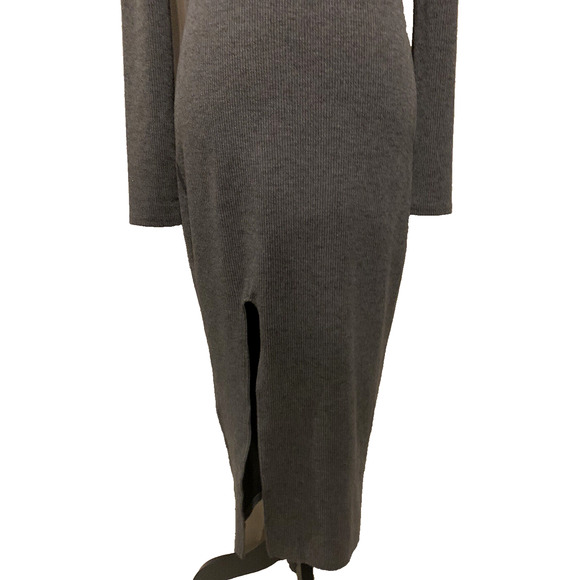 MINKPINK Dress Womens M Medium Grey Side Slit Cocktail Party Knit Maxi Dress - Picture 8 of 13
